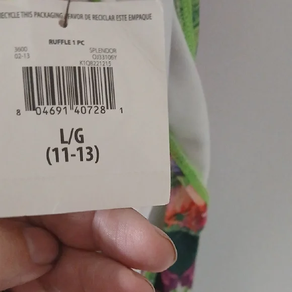 OP White Swimsuit with Neon Green Trim - Picture 3 of 7